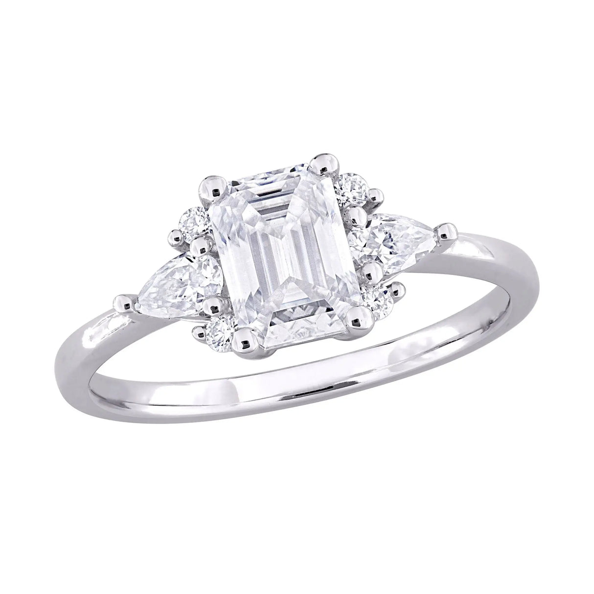 DEW Moissanite Cluster Ring (1.4 ct t.w., Sterling Silver) | Dazzling Solitaire Sparkle AFS Wholesale Shop
