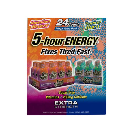 5-Hour Energy Shots Variety Pack (24-Pack) | Hawaiian Breeze & Tropical Burst 5 Hour Energy