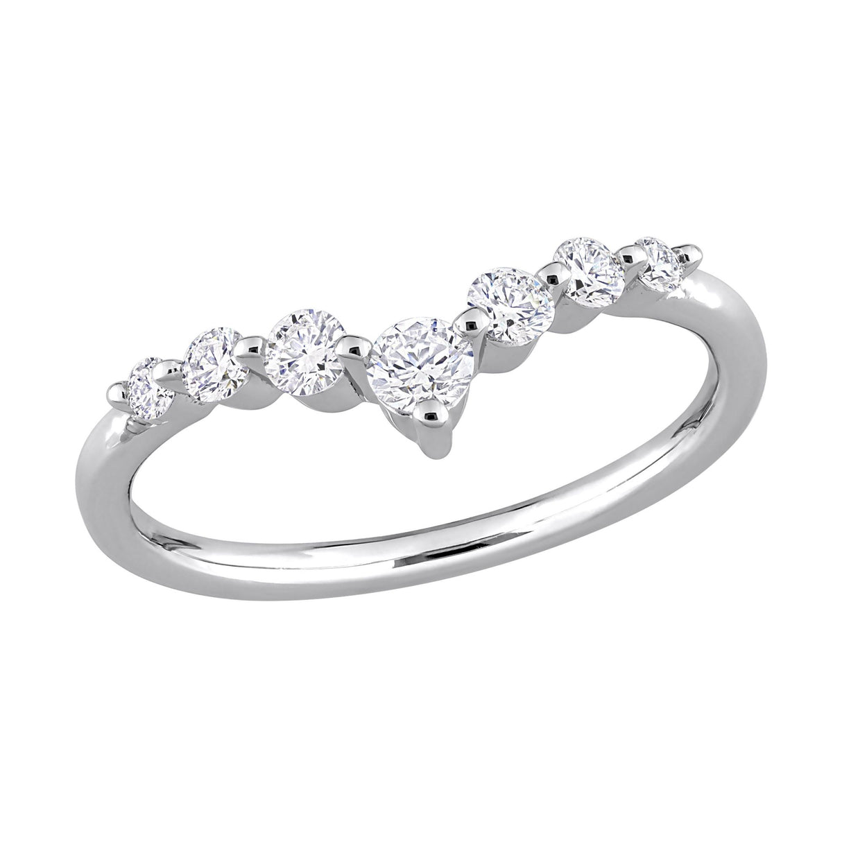 Lab Grown Diamond Chevron Ring in Silver