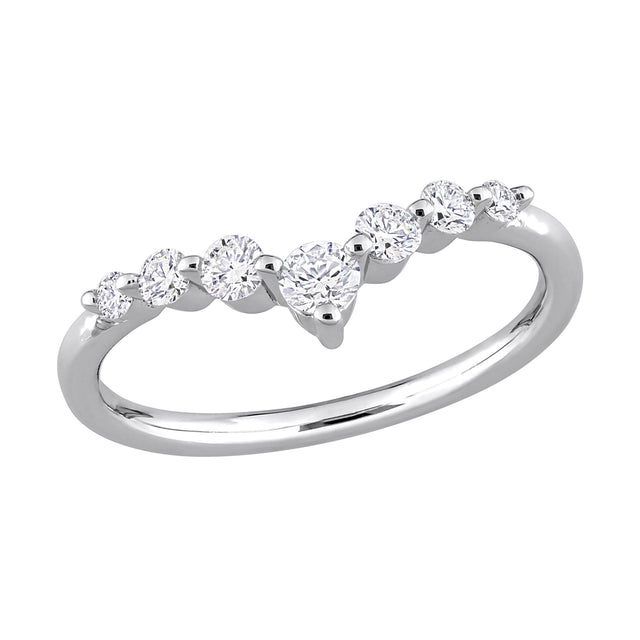 Lab Grown Diamond Chevron Ring in Silver