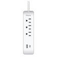 iHome Power Strip w/ USB (White) | Sleek, Multi-Port Charging iHome