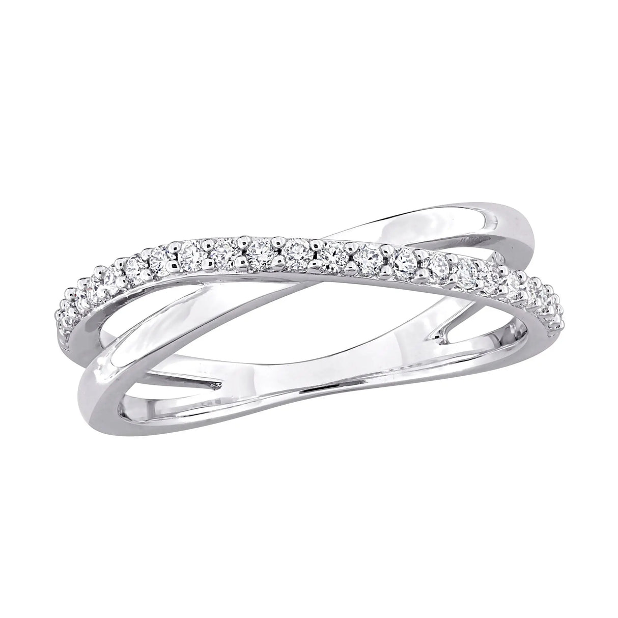 Moissanite Crisscross Ring (.25 ct. DEW) | Sterling Silver with Sparkling Stones AFS Wholesale Shop