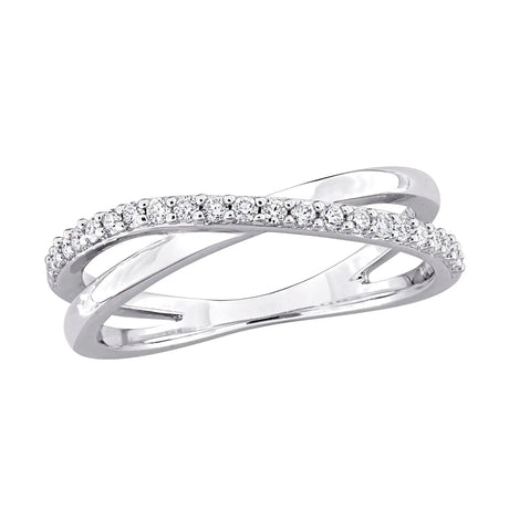 Moissanite Crisscross Ring (.25 ct. DEW) | Sterling Silver with Sparkling Stones AFS Wholesale Shop