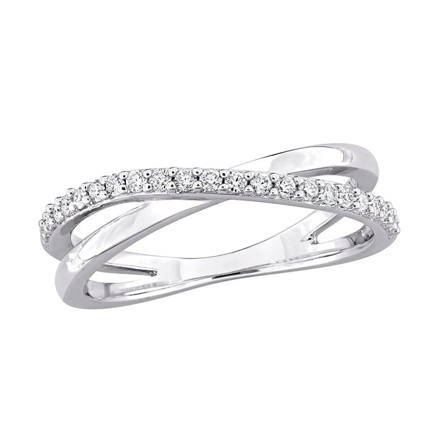 Moissanite Crisscross Ring (.25 ct. DEW) | Sterling Silver with Sparkling Stones AFS Wholesale Shop