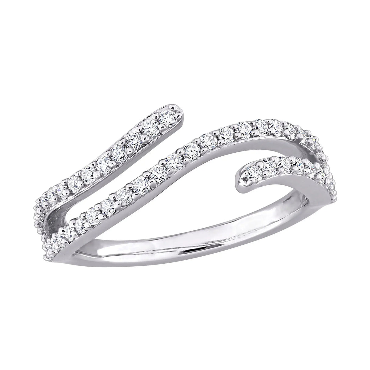 Moissanite Double Curved Ring (0.50 ct, Sterling Silver) | Elegant Mirrored Sparkle AFS Wholesale Shop