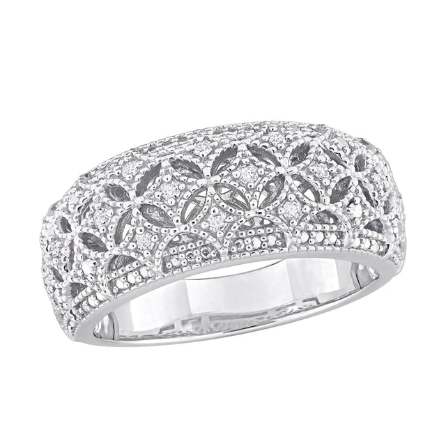 Diamond Wide Band Ring (0.10 ct t.w., Sterling Silver) | Modern Sparkling Style AFS Wholesale Shop