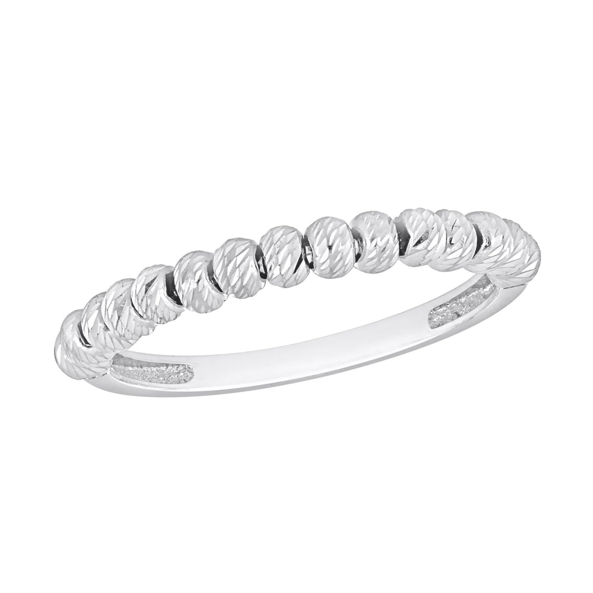 Beaded ball band ring in 14k white gold