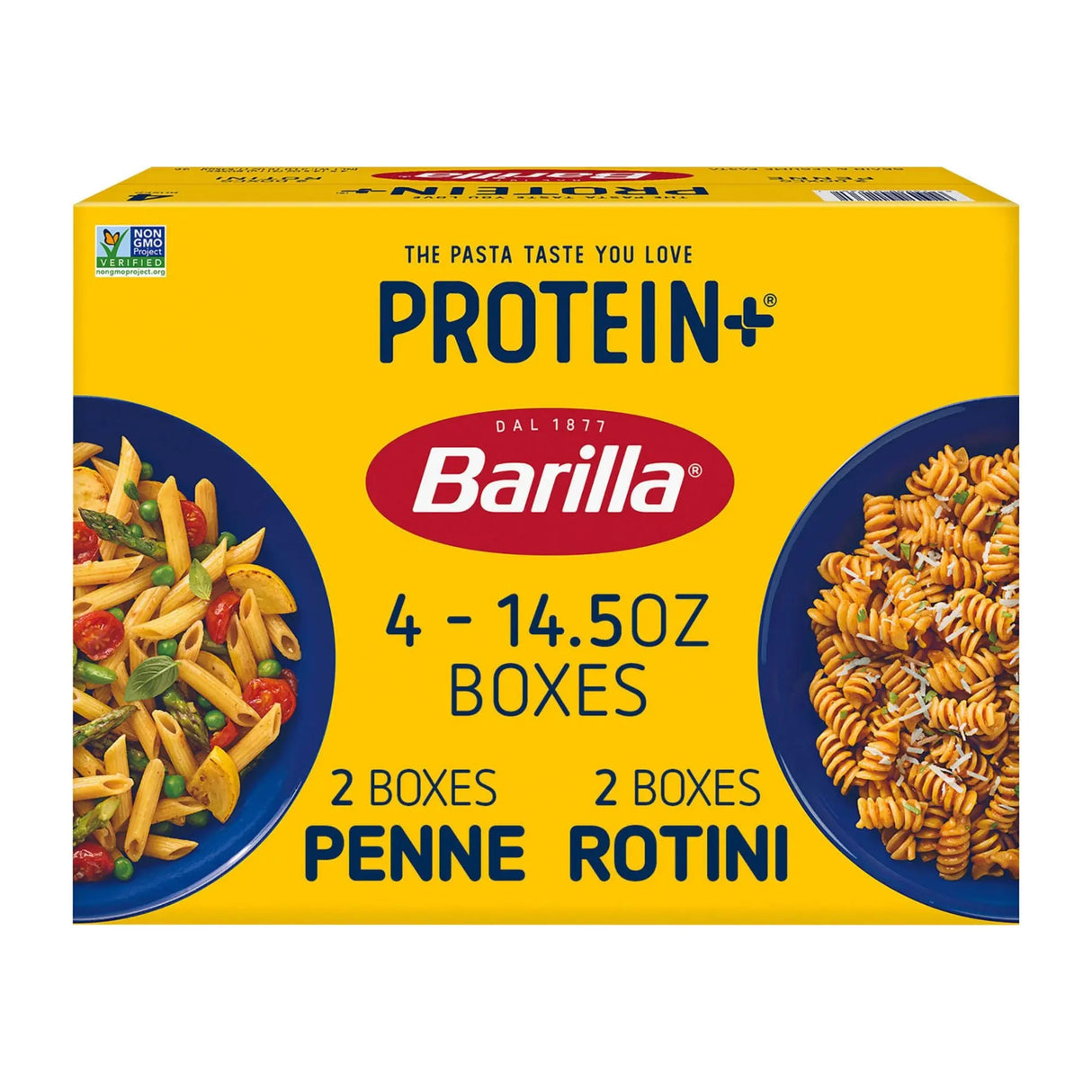 Barilla Protein+ Pasta Variety Pack (4-Pack, 14.5 oz Each) | Penne & Rotini Blend Barilla