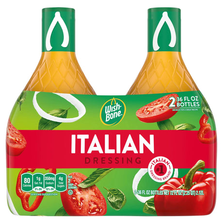 Wish-Bone Italian Dressing (2-Pack, 36 oz Each) | Zesty Herb & Garlic Blend Wish-Bone