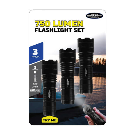 Police Security Flashlight (750-Lumen, 3-Pack) | Bright, Durable Lighting for Emergencies Police Security