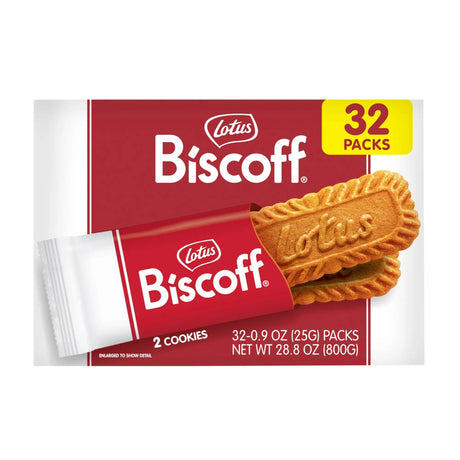 Lotus Biscoff Cookies (32-Pack, 2-Pack) | Caramelized Spice Wafers for Coffee Pairing Lotus Biscoff