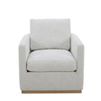 RoomSense Albany Swivel Chair (Azalea Snow) | Bright Upholstered Rotating Accent Seat RoomSense