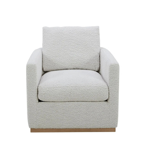 RoomSense Albany Swivel Chair (Azalea Snow) | Bright Upholstered Rotating Accent Seat RoomSense