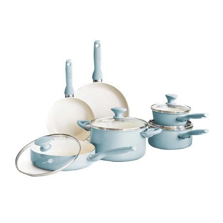 GreenPan Rio Nonstick Cookware Set (10-Piece Â· Blue) | PFAS-Free Ceramic Nonstick Performance GreenPan