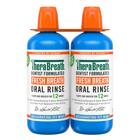 TheraBreath Fresh Breath Mouthwash (2-Pack, 1 L Each) | Alcohol-Free Icy Mint Formula TheraBreath