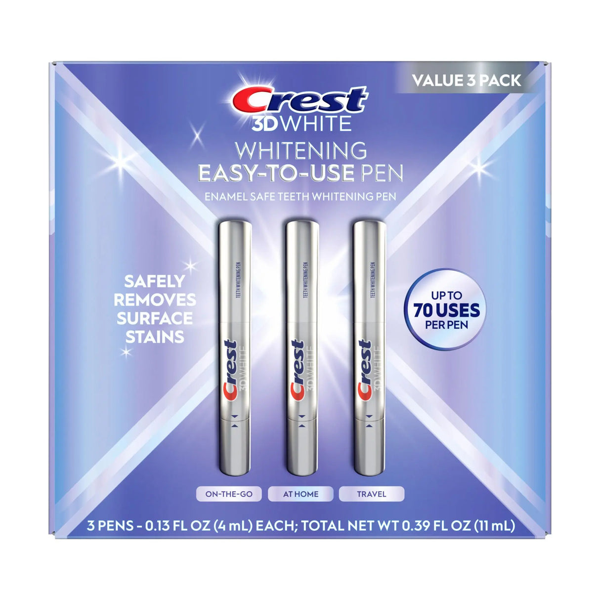 Crest 3DWhite Whitening Pen (3-Pack) | On-the-Go Enamel-Safe Whitening Crest