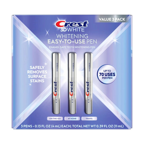 Crest 3DWhite Whitening Pen (3-Pack) | On-the-Go Enamel-Safe Whitening Crest