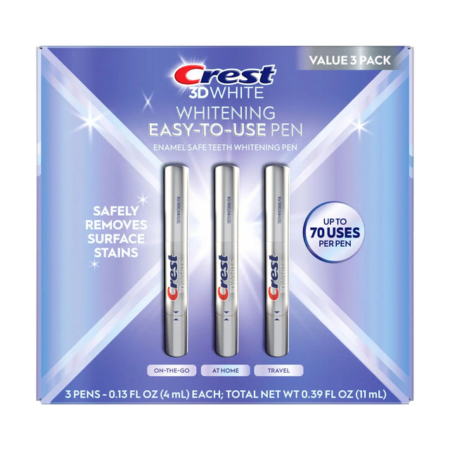 Crest 3DWhite Whitening Pen (3-Pack) | On-the-Go Enamel-Safe Whitening Crest