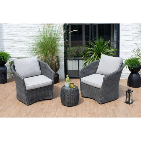 Amazonia Dark Cottage Patio Set (3-Piece) | Elegant Wood Grain Finish with Cozy Seating Amazonia