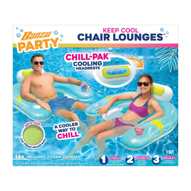 Banzai Keep Cool Pool Chair Pack | Inflatable Cooling Seat Banzai