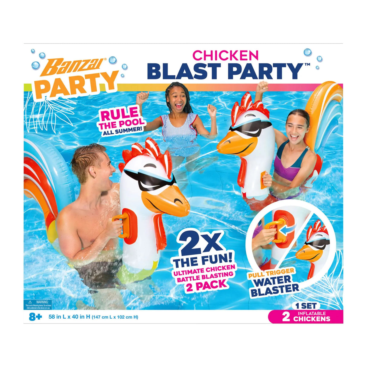 Banzai Chicken Blast Party | Inflatable Spray & Splash Game Banzai