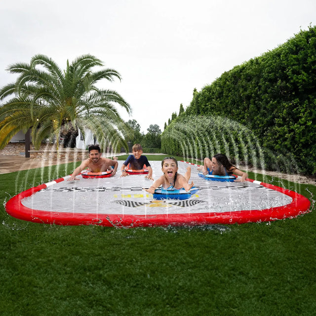Gigantic Racetrack Water Slide (25" x 9', 4-Person) | Inflatable Slip-and-Slide Fun for All PoolCandy