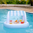 Inflatable Buffet with Cabana Stripe Canopy (28" x 18") | Floating Poolside Snack Station PoolCandy