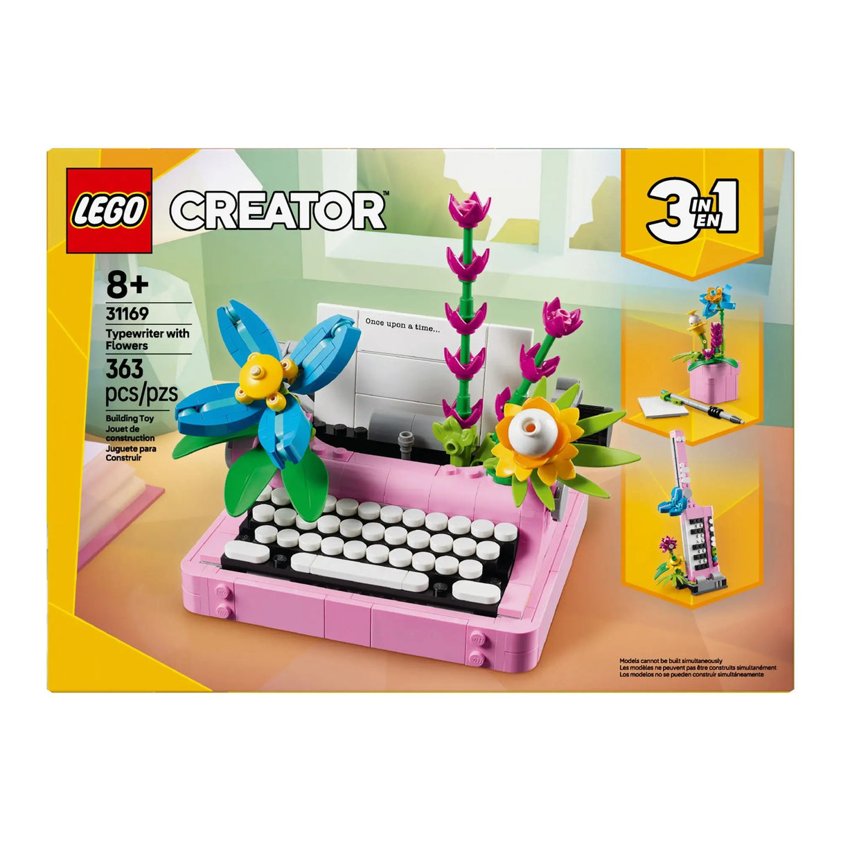LEGO Creator 3-in-1 Typewriter with Flowers | Build 3 Models & Display Vintage Style LEGO