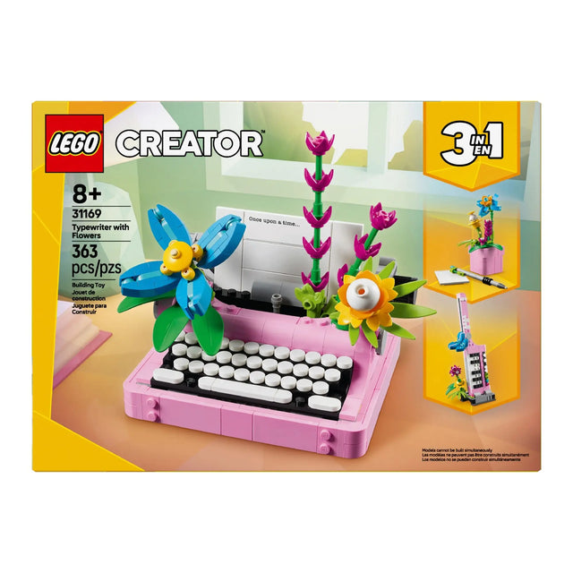 LEGO Creator 3-in-1 Typewriter with Flowers | Build 3 Models & Display Vintage Style LEGO