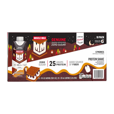 Muscle Milk Â· Protein Shake â€“ S'mores Flavor (18-Pack, 11 fl oz Each) | 25g Protein for Recovery Muscle Milk