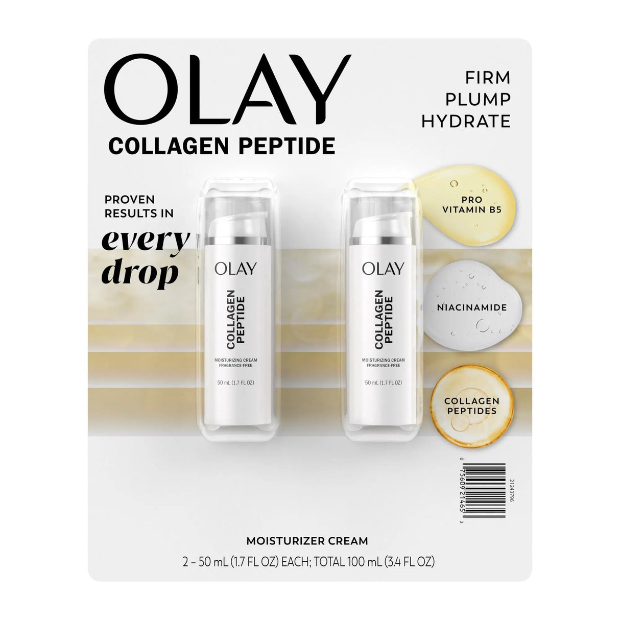 Olay Collagen Peptide Facial Moisture Cream (2 pk./1.7 fl. oz.) | Youthful Hydration & Firmness Olay