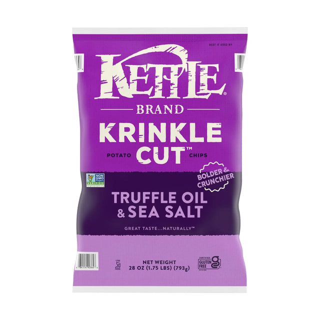 Kettle Brand Truffle & Sea Salt Chips (28 oz) | Krinkle Cut Gourmet Flavor Kettle Brand