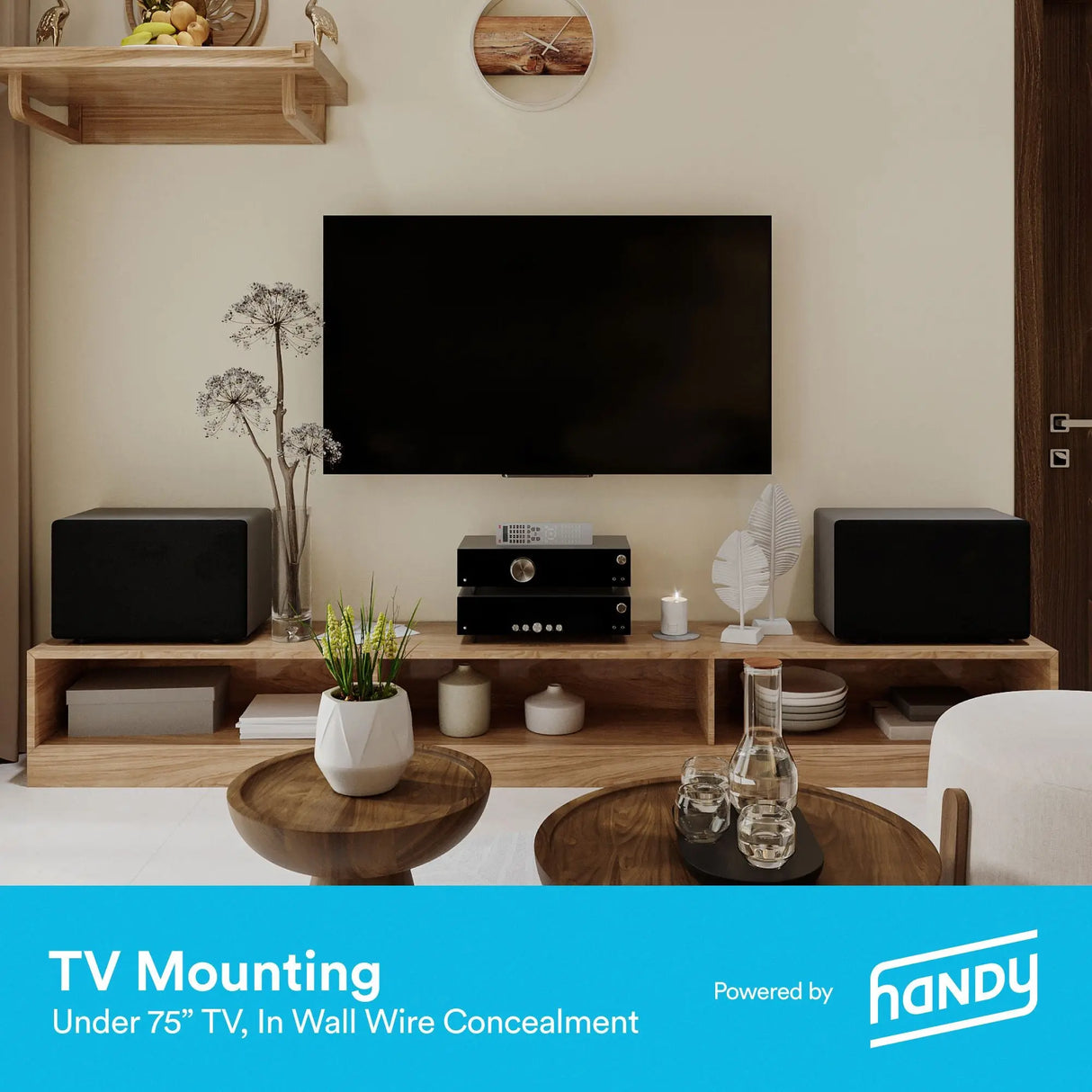 TV Mounting Service with In-Wall Concealment | Professional Installation for TVs Under 75" Handy