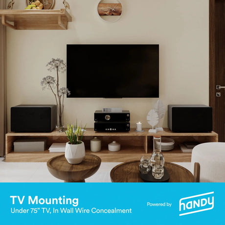 TV Mounting Service with In-Wall Concealment | Professional Installation for TVs Under 75" Handy