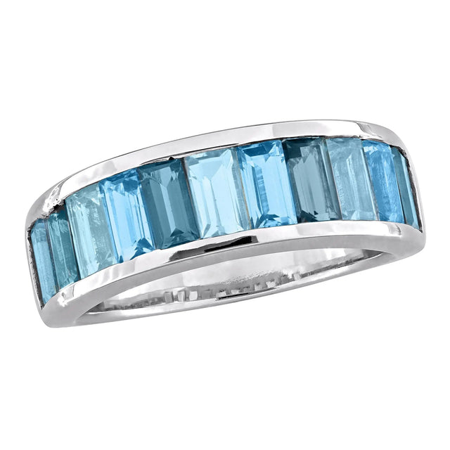 Multi-Blue Topaz Baguette Semi-Eternity Ring Set (3-Pack) | Colorful, Timeless Stacking Styles AFS Wholesale Shop