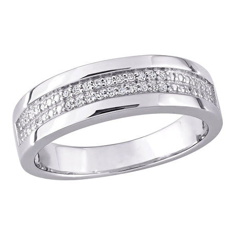 Men's Diamond Anniversary Band (0.1 ct t.w., Sterling Silver) | Dual-Row Sparkle Design AFS Wholesale Shop