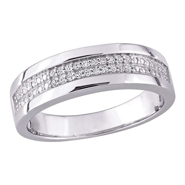 Men's Diamond Anniversary Band (0.1 ct t.w., Sterling Silver) | Dual-Row Sparkle Design AFS Wholesale Shop