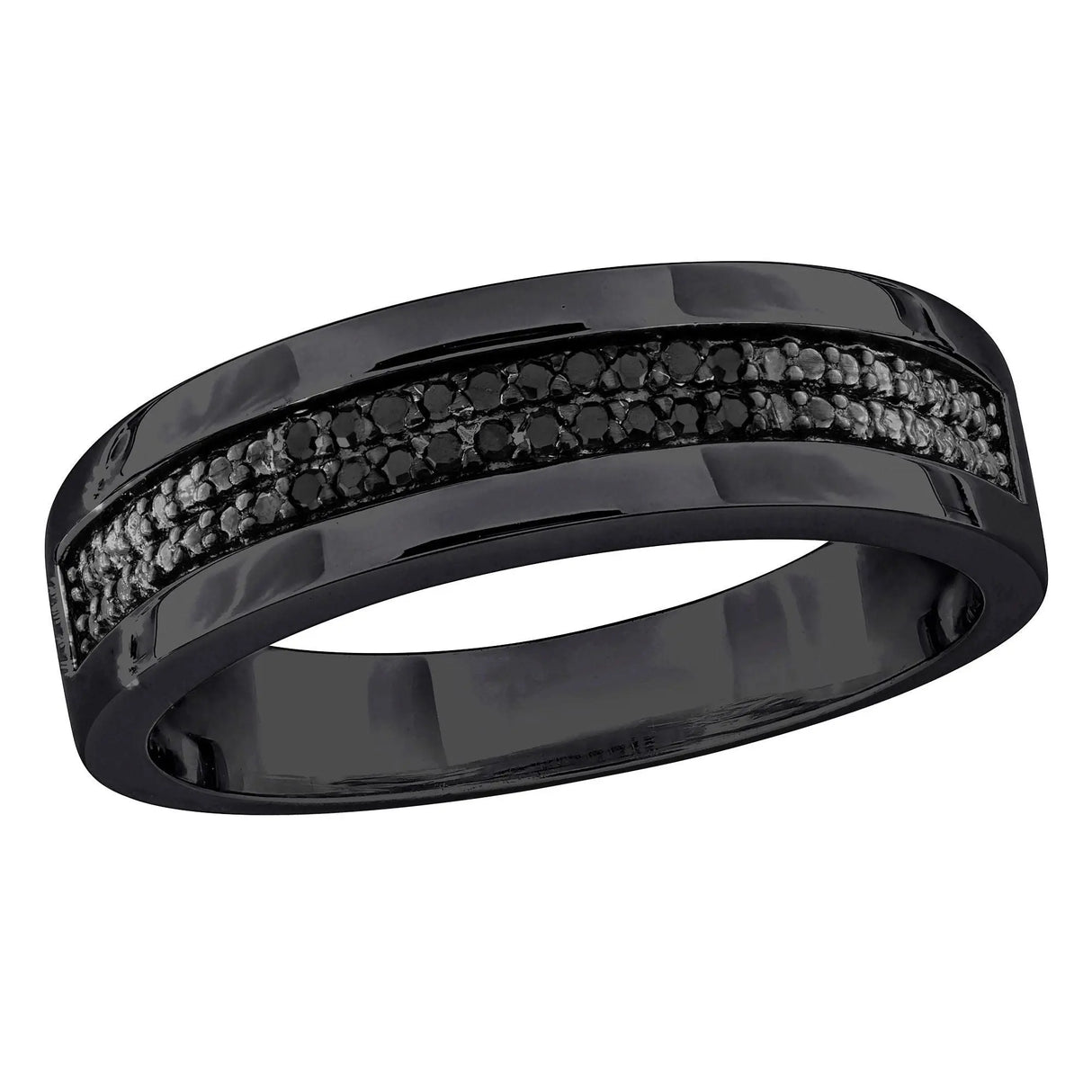 Men's Black Diamond Anniversary Ring (0.1 ct t.w., Black Rhodium Silver) | Sleek Dual-Row Sparkle AFS Wholesale Shop