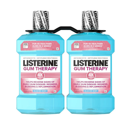 Listerine Gum Therapy Mouthwash (2-Pack, 1.5L Each) | ADA-Approved Glacier Mint Gum Protection Listerine