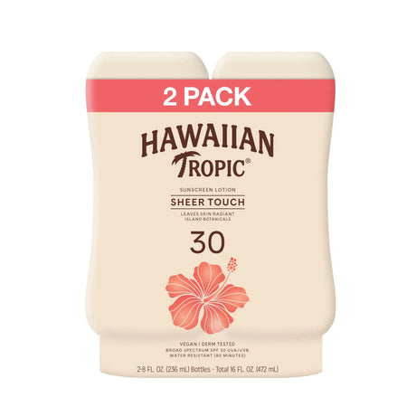 Hawaiian Tropic Sheer Touch SPF 30 Lotion (2-Pack, 8 oz Each) | Lightweight Hydration & Protection Hawaiian Tropic