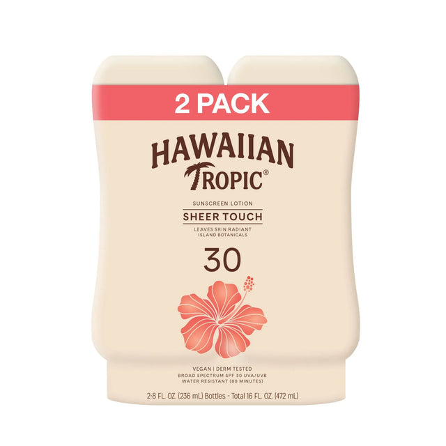 Hawaiian Tropic Sheer Touch SPF 30 Lotion (2-Pack, 8 oz Each) | Lightweight Hydration & Protection Hawaiian Tropic