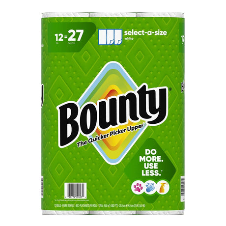 Bounty Select-a-Size Paper Towels (12 Rolls Â· 93 Sheets Each) | Strong & Absorbent Household Essential Bounty