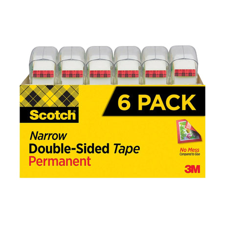 Scotch Double-Sided Tape Rolls (6-Pack) | Permanent Bond for Craft & Gift-Wrapping Projects Scotch