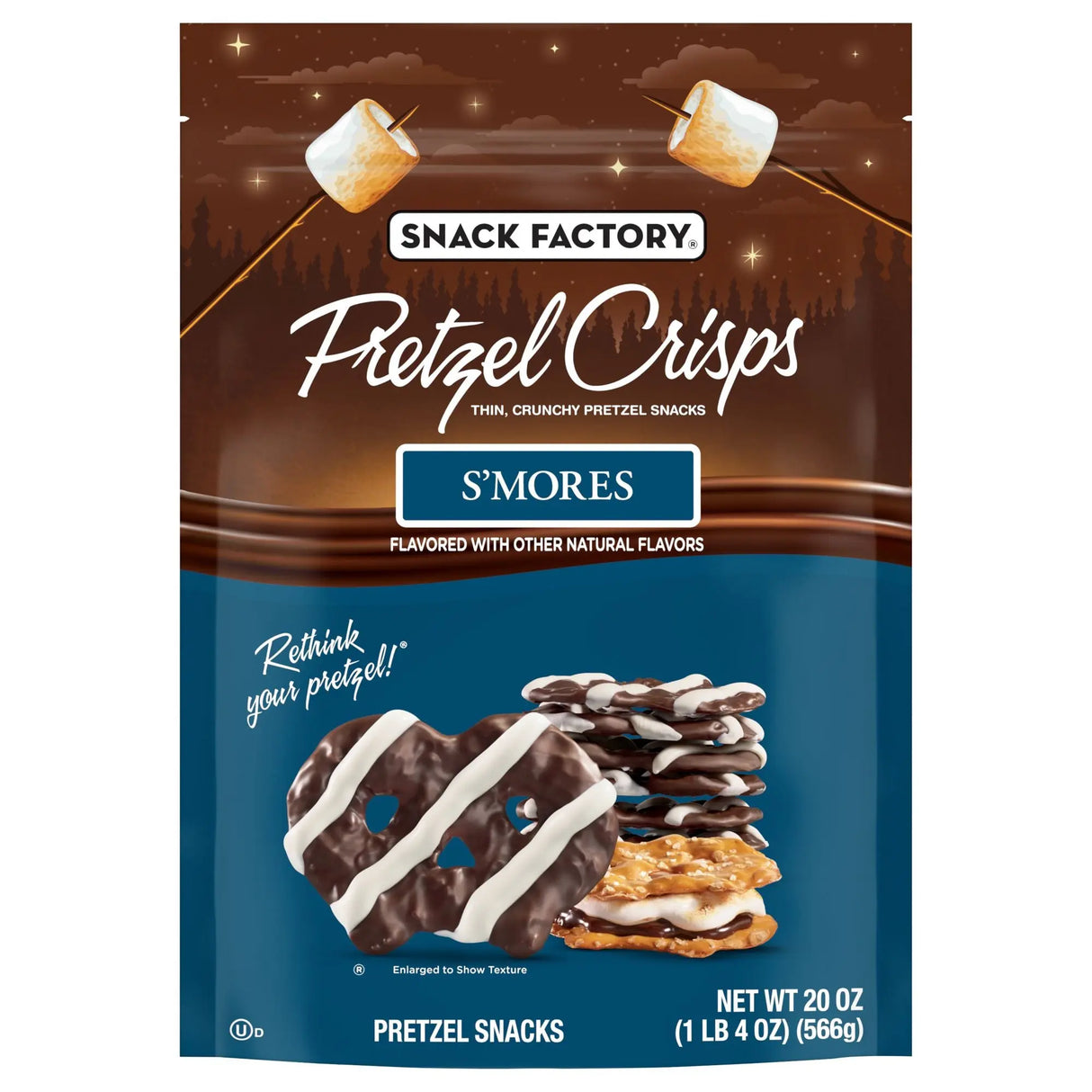Snack Factory S'mores Pretzel Crisps (20 oz) | Sweet & Salty Graham Cookie Crackers Snack Factory
