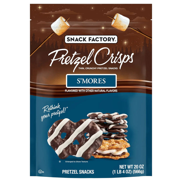 Snack Factory S'mores Pretzel Crisps (20 oz) | Sweet & Salty Graham Cookie Crackers Snack Factory