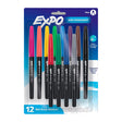 EXPO Wet Erase Fine Tip Markers (12-Pack, Assorted) | Semi-Permanent Ink for Whiteboards & Transparencies EXPO