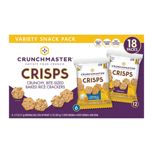 Crunchmaster Variety Snack Pack (18-Pack) | Five Flavors of Crunchy Whole-Grain Snacks Crunchmaster