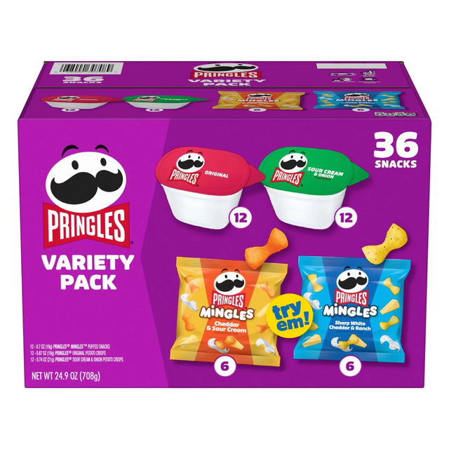Pringles Variety Snack Pack (36-Pack) | Classic Crisps & Puffs for On-the-Go Pringles