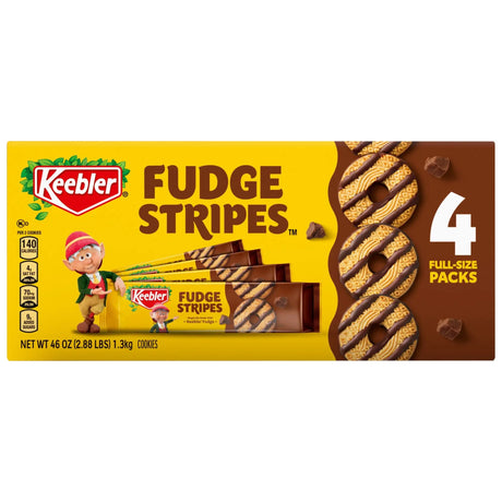 Keebler Fudge Stripes Cookies Club Pack (4-Pack) | Chocolate-Drizzled Shortbread Deliciousness Keebler