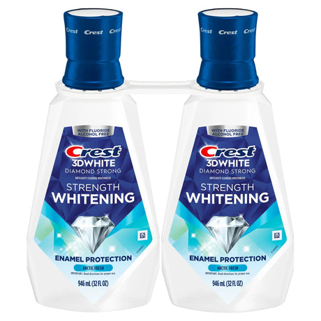 Crest 3D White Strength Mouthwash (2-Pack, 946 ml Each) | Wintermint Whitening & Enamel Strength Crest